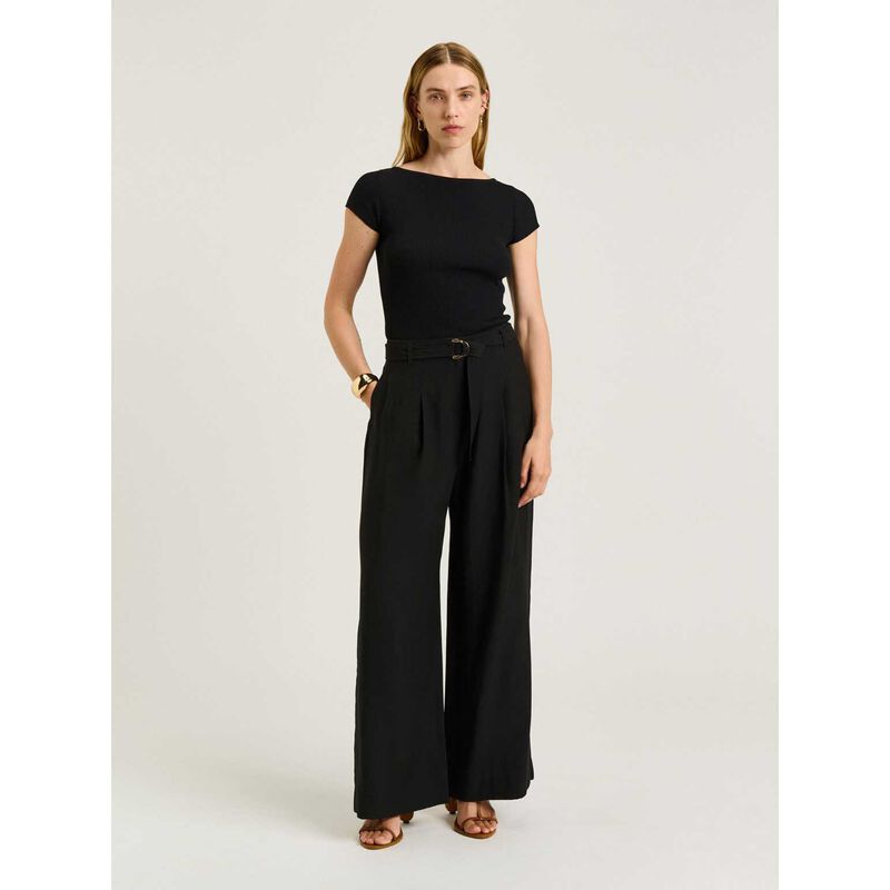 Veronika Maine Washer Lyocell Straight Leg Belted Straight Leg Pant image number 3